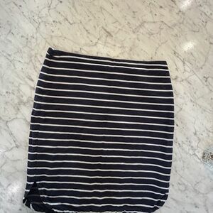 LOFT Navy and White Striped Mini Skirt